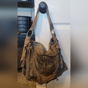 Leather Taupe/Gray Handmade Bag